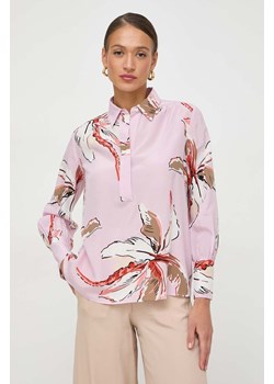 Marella bluzka jedwabna kolor różowy wzorzysta 2413111131200 ze sklepu ANSWEAR.com w kategorii Bluzki damskie - zdjęcie 169213445