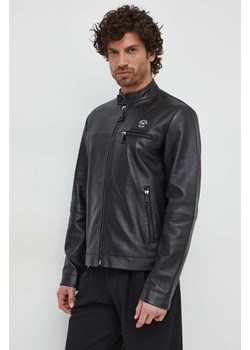 Versace Jeans Couture kurtka skórzana męska kolor czarny przejściowa 76GAVP02 CPPS3 ze sklepu ANSWEAR.com w kategorii Kurtki męskie - zdjęcie 169213546