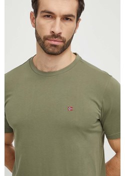 Napapijri t-shirt bawełniany męski kolor zielony gładki ze sklepu ANSWEAR.com w kategorii T-shirty męskie - zdjęcie 169214035