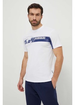 Napapijri t-shirt bawełniany męski kolor biały z nadrukiem ze sklepu ANSWEAR.com w kategorii T-shirty męskie - zdjęcie 169214045