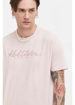 Hollister Co. t-shirt bawełniany męski kolor różowy z aplikacją ze sklepu ANSWEAR.com w kategorii T-shirty męskie - zdjęcie 169214088