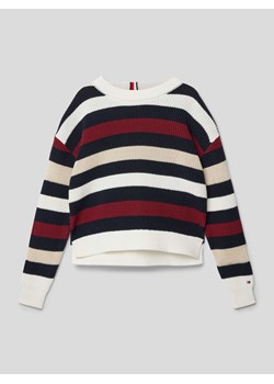 Sweter z dzianiny z bawełny ze wzorem w paski ze sklepu Peek&Cloppenburg  w kategorii Swetry dziewczęce - zdjęcie 169216608