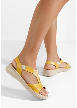 Żółte sandały damskie skórzane Tavimera ze sklepu Zapatos w kategorii Sandały damskie - zdjęcie 169221119