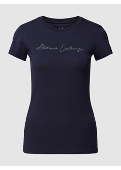 T-shirt z obszyciem ozdobnymi kamieniami z logo ze sklepu Peek&Cloppenburg  w kategorii Bluzki damskie - zdjęcie 169222597