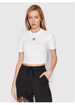 adidas T-Shirt adicolor Essentials Rib Cropped HF3394 Biały Regular Fit ze sklepu MODIVO w kategorii Bluzki damskie - zdjęcie 169230716
