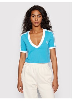 adidas T-Shirt adicolor Classics HC2035 Niebieski Slim Fit ze sklepu MODIVO w kategorii Bluzki damskie - zdjęcie 169231329