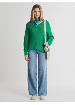 Sweter damski z wiskozy z dekoltem v-neck zielony Cyntiana 301 ze sklepu Big Star w kategorii Swetry damskie - zdjęcie 169233117