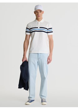 Koszulka męska polo z paskami biała Merrex 100 ze sklepu Big Star w kategorii T-shirty męskie - zdjęcie 169233135