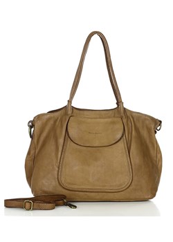 MARCO MAZZINI Torebka skórzana shopper bag ispirato dalla natura beżowy taupe ze sklepu Verostilo w kategorii Torby Shopper bag - zdjęcie 169237949