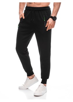 Spodnie męskie dresowe 1445P - czarne ze sklepu Edoti w kategorii Spodnie męskie - zdjęcie 169238016
