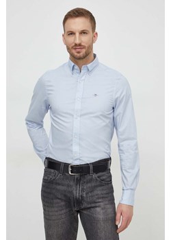 Gant koszula bawełniana męska kolor niebieski slim z kołnierzykiem button-down ze sklepu ANSWEAR.com w kategorii Koszule męskie - zdjęcie 169238718