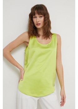 HUGO bluzka damska kolor zielony gładka 50509446 ze sklepu ANSWEAR.com w kategorii Bluzki damskie - zdjęcie 169238786
