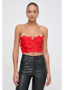 Bardot top kolor czerwony gładka ze sklepu ANSWEAR.com w kategorii Bluzki damskie - zdjęcie 169242619