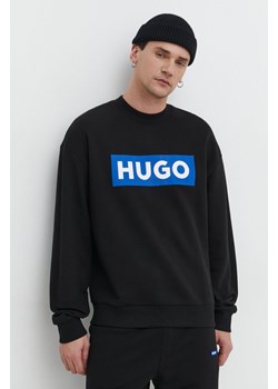 Hugo Blue bluza bawełniana męska kolor czarny z nadrukiem 50522375 ze sklepu ANSWEAR.com w kategorii Bluzy męskie - zdjęcie 169242767