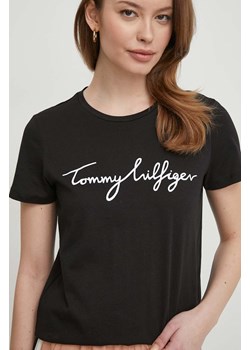 Tommy Hilfiger t-shirt bawełniany damski kolor czarny WW0WW41674 ze sklepu ANSWEAR.com w kategorii Bluzki damskie - zdjęcie 169243475