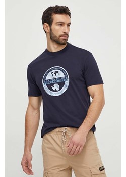 Napapijri t-shirt bawełniany męski kolor granatowy z nadrukiem ze sklepu ANSWEAR.com w kategorii T-shirty męskie - zdjęcie 169243637