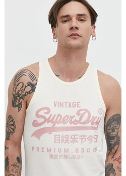 Superdry t-shirt bawełniany męski kolor beżowy ze sklepu ANSWEAR.com w kategorii T-shirty męskie - zdjęcie 169243657