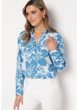 Niebieska Koszula o Luźnym Fasonie w Kwiatowy Wzór Edala ze sklepu Born2be Odzież w kategorii Koszule damskie - zdjęcie 169244119