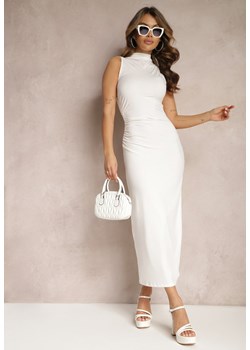 Biała Marszczona Sukienka Maxi  o Dopasowanym Kroju Seriethil ze sklepu Renee odzież w kategorii Sukienki - zdjęcie 169245115