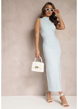 Jasnoniebieska Marszczona Sukienka Maxi  o Dopasowanym Kroju Seriethil ze sklepu Renee odzież w kategorii Sukienki - zdjęcie 169245125