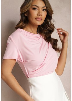 Różowa Asymetryczna Bluzka z Marszczeniami Arinlle ze sklepu Renee odzież w kategorii Bluzki damskie - zdjęcie 169245276
