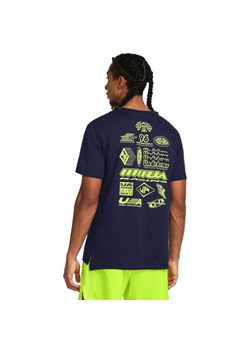 Męski t-shirt z nadrukiem Under Armour UA Run Anywhere SS - granatowy ze sklepu Sportstylestory.com w kategorii T-shirty męskie - zdjęcie 169247735