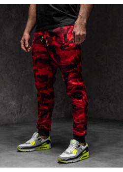 Spodnie męskie joggery dresowe moro-czerwone Denley KZ15A1 ze sklepu Denley w kategorii Spodnie męskie - zdjęcie 169253847