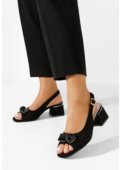 Czarne sandały na słupku Gabriele ze sklepu Zapatos w kategorii Sandały damskie - zdjęcie 169255045