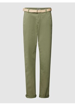 Chinosy w jednolitym kolorze z paskiem ze sklepu Peek&Cloppenburg  w kategorii Spodnie damskie - zdjęcie 169255417