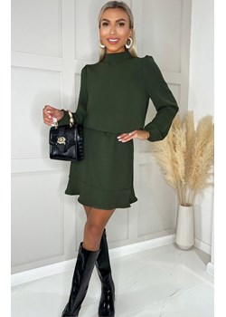 Oliwkowa sukienka mini z półgolfem DA1641, Kolor zielony, Rozmiar M, AX Paris ze sklepu Primodo w kategorii Sukienki - zdjęcie 169257508