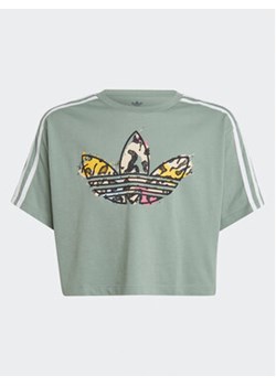 adidas T-Shirt Animal Print Crop T-Shirt IB8582 Zielony Loose Fit ze sklepu MODIVO w kategorii Bluzki dziewczęce - zdjęcie 169285716