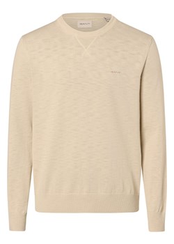 Gant Męski sweter Mężczyźni Bawełna beżowy jednolity ze sklepu vangraaf w kategorii Swetry męskie - zdjęcie 169292157