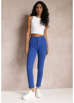 Niebieskie Gładkie Spodnie o Kroju Slim Madysen ze sklepu Renee odzież w kategorii Spodnie damskie - zdjęcie 169293775