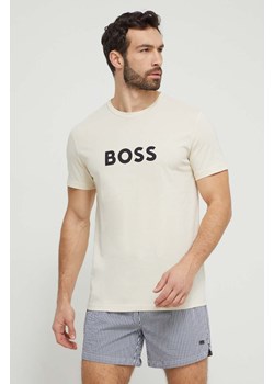 BOSS t-shirt bawełniany męski kolor biały z nadrukiem ze sklepu ANSWEAR.com w kategorii T-shirty męskie - zdjęcie 169294105