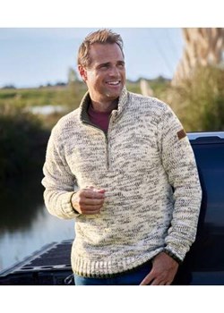 Trykotowy, melanżowy sweter z wykładanym kołnierzem ze sklepu Atlas For Men w kategorii Swetry męskie - zdjęcie 169294377
