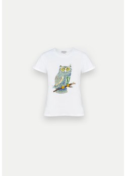 Biały t-shirt z sową ze sklepu Molton w kategorii Bluzki damskie - zdjęcie 169315579
