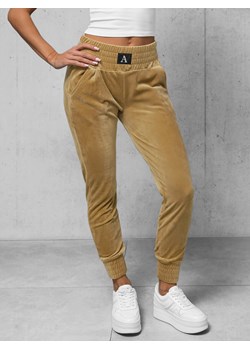 Spodnie dresowe damskie welurowe camelowe OZONEE O/CR98106 ze sklepu ozonee.pl w kategorii Spodnie męskie - zdjęcie 169318016