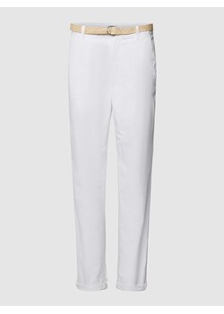 Chinosy w jednolitym kolorze z paskiem ze sklepu Peek&Cloppenburg  w kategorii Spodnie damskie - zdjęcie 169318439