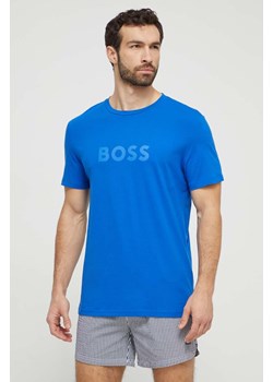 BOSS t-shirt bawełniany męski kolor fioletowy z nadrukiem ze sklepu ANSWEAR.com w kategorii T-shirty męskie - zdjęcie 169318888