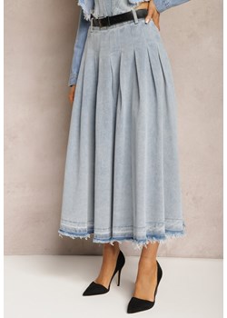 Jasnoniebieska Rozkloszowana Spódnica Jeansowa z Paskiem z Klamrą Varnie ze sklepu Renee odzież w kategorii Spódnice - zdjęcie 169321749