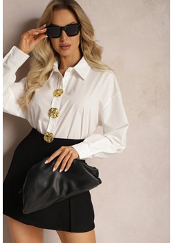 Biała Koszula Ozdobiona Okrągłymi Odpinanymi Broszkami z Przodu Feira ze sklepu Renee odzież w kategorii Koszule damskie - zdjęcie 169321766
