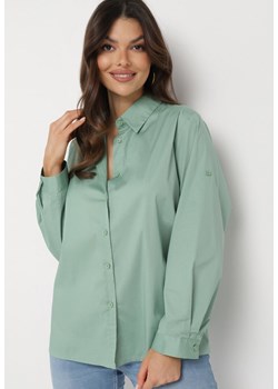 Zielona Klasyczna Koszula z Bawełny Oversize Heriadie ze sklepu Born2be Odzież w kategorii Koszule damskie - zdjęcie 169322736
