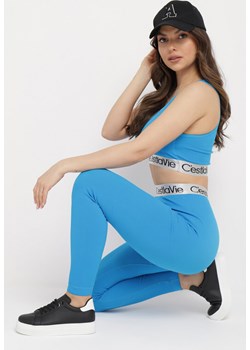 Niebieskie Elastyczne Legginsy z Szeroką Gumą w Pasie Rindama ze sklepu Born2be Odzież w kategorii Spodnie damskie - zdjęcie 169323229