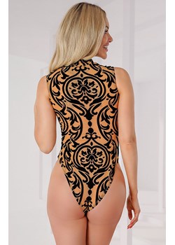 Body damskie beżowe z czarnym wzorem Patischia, Kolor beżowo-czarny, Rozmiar S/M, LivCo Corsetti Fashion ze sklepu Intymna w kategorii Body damskie - zdjęcie 169323575