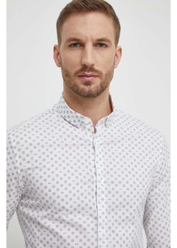 Armani Exchange koszula męska kolor biały slim z kołnierzykiem button-down 3DZC25 ZNEAZ ze sklepu ANSWEAR.com w kategorii Koszule męskie - zdjęcie 169325248