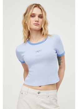Levi&apos;s t-shirt bawełniany damski kolor niebieski ze sklepu ANSWEAR.com w kategorii Bluzki damskie - zdjęcie 169325929