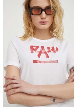 G-Star Raw t-shirt bawełniany damski kolor beżowy ze sklepu ANSWEAR.com w kategorii Bluzki damskie - zdjęcie 169325965