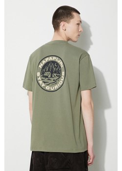 Napapijri t-shirt bawełniany męski kolor zielony z nadrukiem ze sklepu ANSWEAR.com w kategorii T-shirty męskie - zdjęcie 169326086