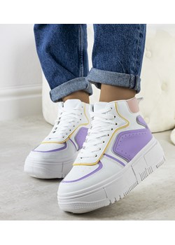 Białe-fioletowe sneakersy za kostkę Zetta ze sklepu gemre w kategorii Buty sportowe damskie - zdjęcie 169326979