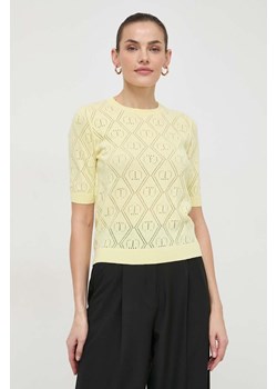 Twinset t-shirt z domieszką kaszmiru kolor żółty ze sklepu ANSWEAR.com w kategorii Bluzki damskie - zdjęcie 169329089